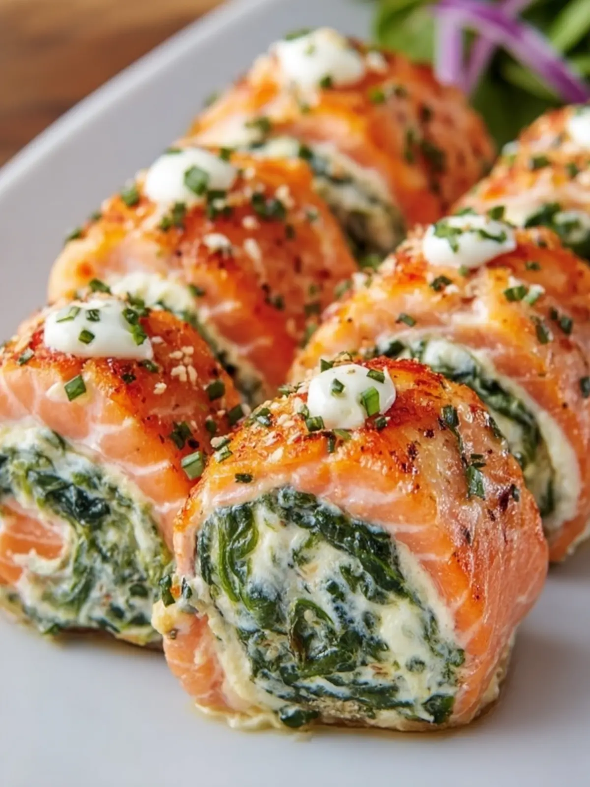 Creamy Spinach Stuffed Salmon Rolls First Image