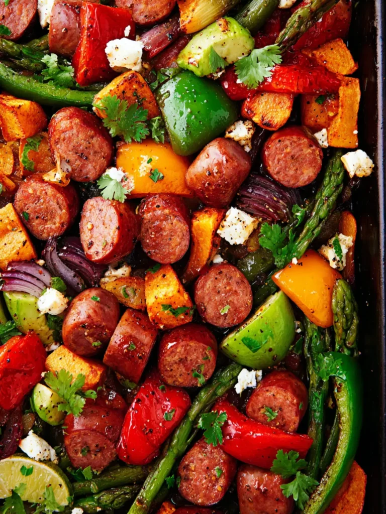 Sheet Pan Hot Honey Sausage & Veggies First Image