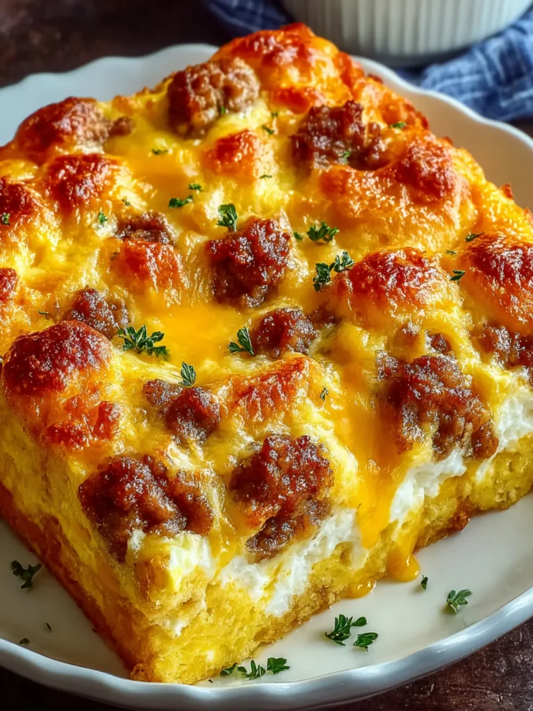 Irresistible Cheddar Biscuit and Sausage Egg Bake Recipe First Image