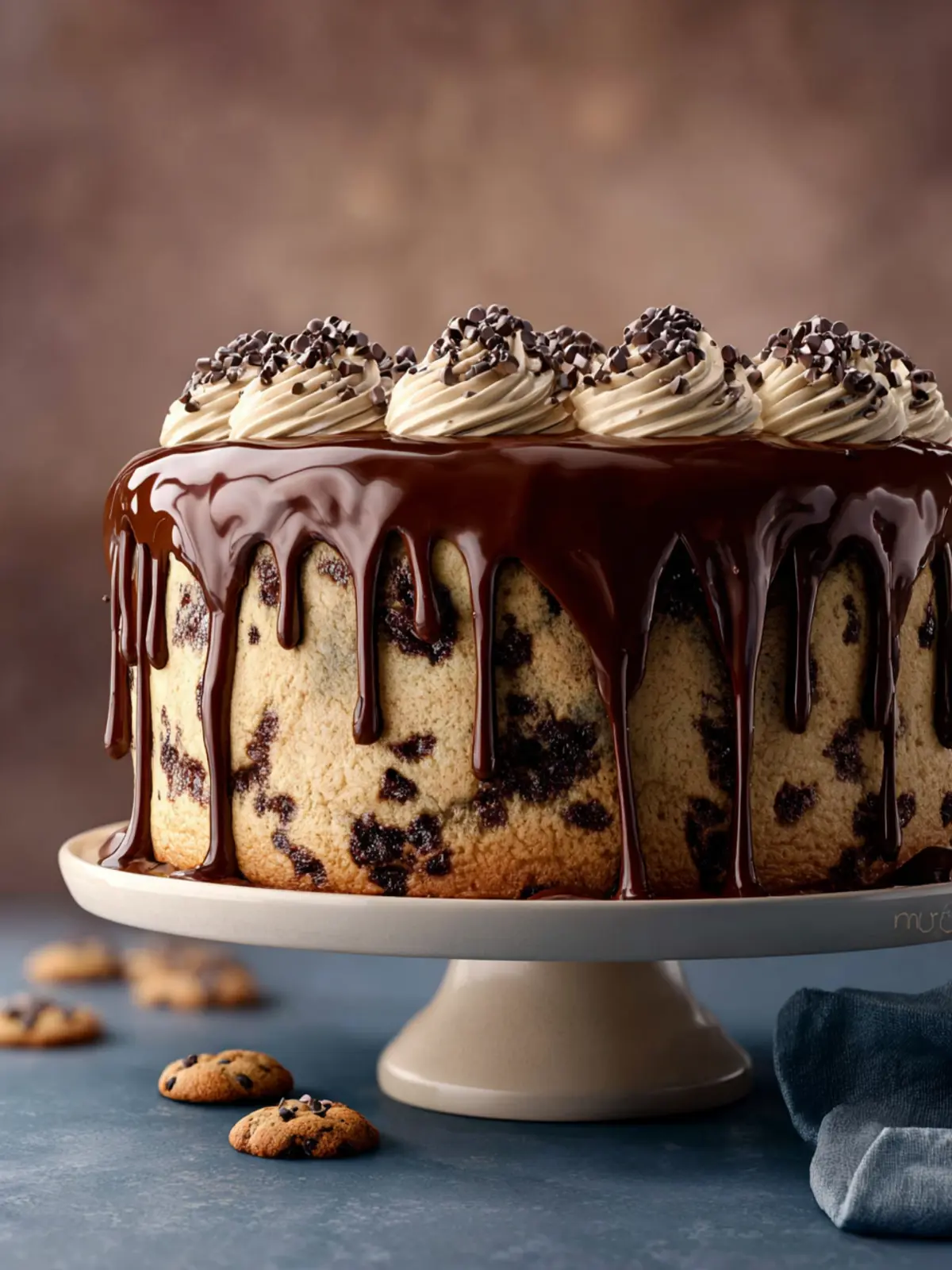 Chocolate Chip Cake with Ganache Drip – A Delightful Treat First Image