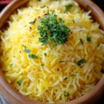 Easy Indian Saffron Yellow Basmati Rice Recipe First Image