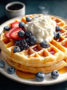 Fluffy Cottage Cheese Waffles - A Breakfast Delight! First Image