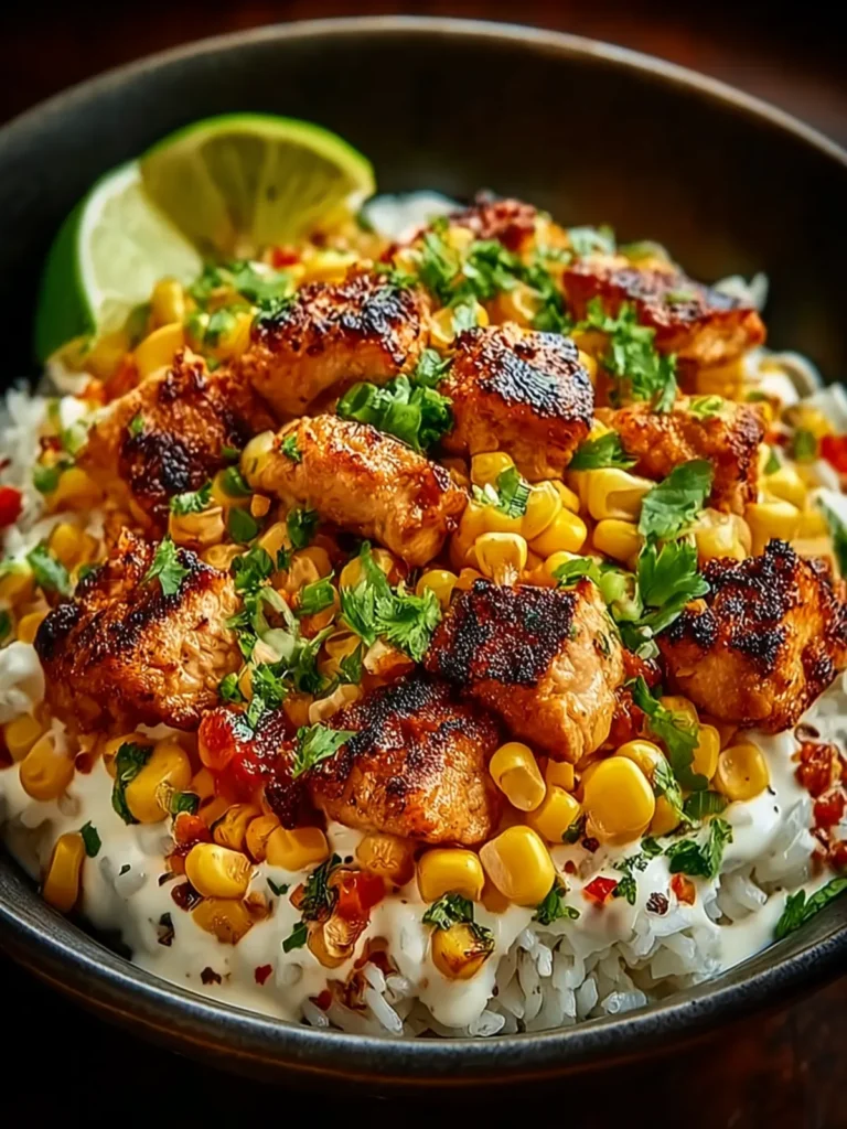 Street Corn Chicken Rice Bowl Recipe for Easy Dinners First Image
