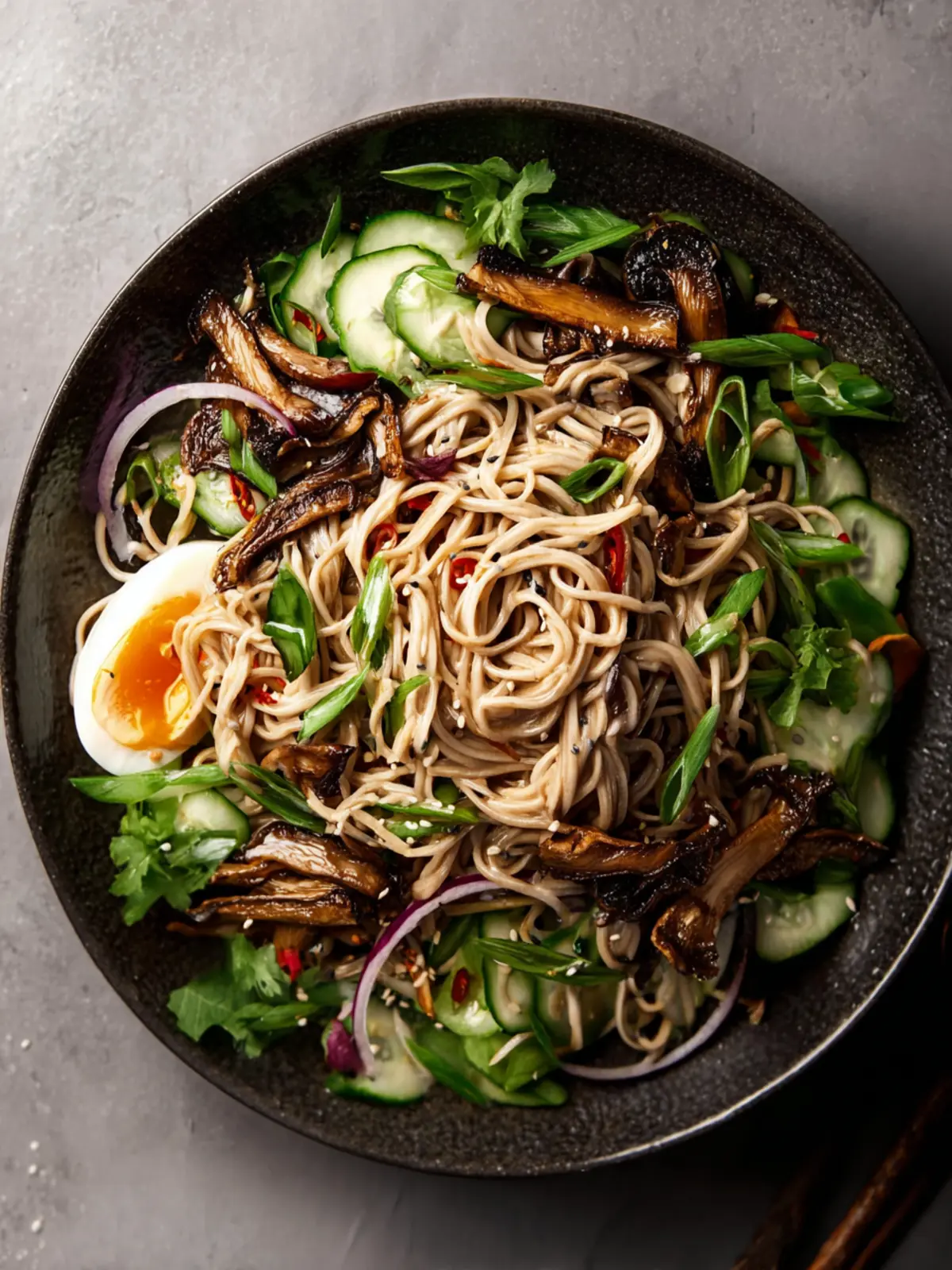 Chilled Soba Noodle Salad with Crispy Shiitake Mushrooms First Image