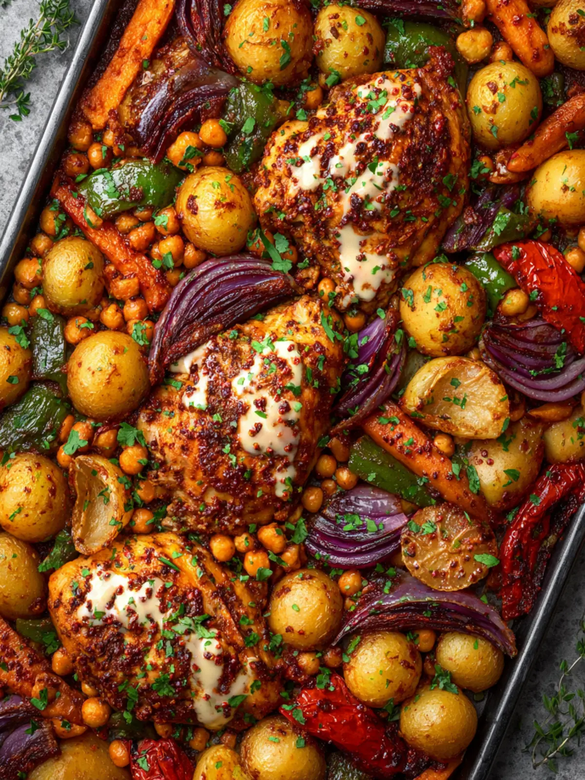 Harissa Sheet Pan Chicken & Veggies First Image