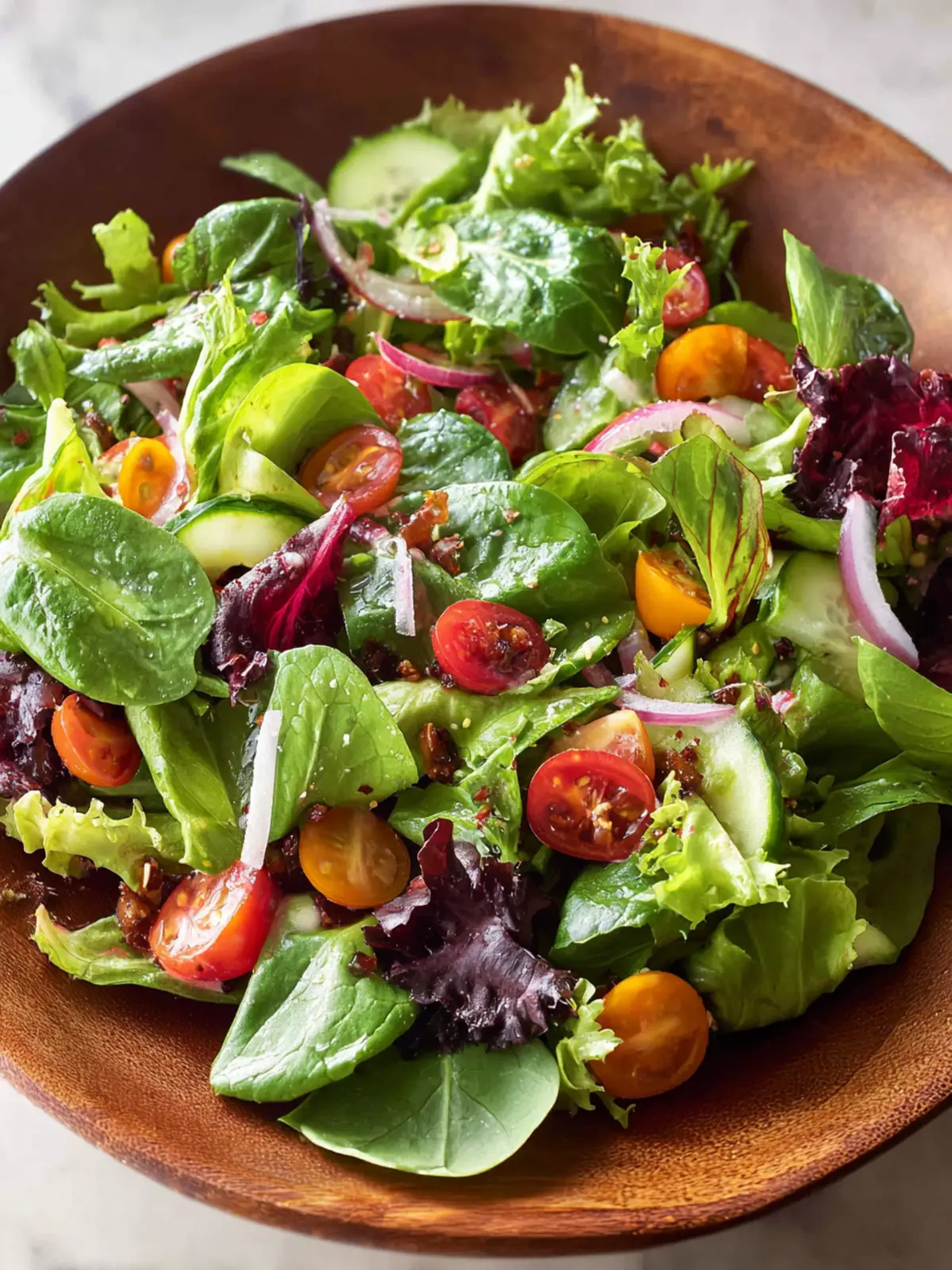 Simple Mixed Super Greens Salad with Lemon Dressing First Image