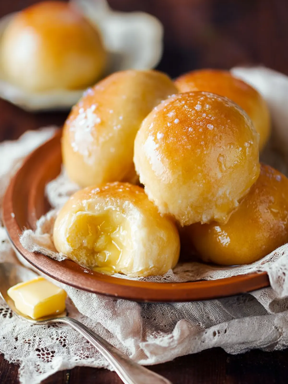 No Knead Dinner Rolls with Honey Butter First Image